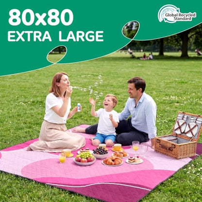RYCHIC Extra Large Outdoor Picnic Blanket Camping Beach Mat Rug Adult Women Her Mother Day Sister Mom Gf Girlfriend Aunt Best Friend Friendship Grandma Bestie Wife Daughter Law Lady Happy Birthday - color: Abstract Pink