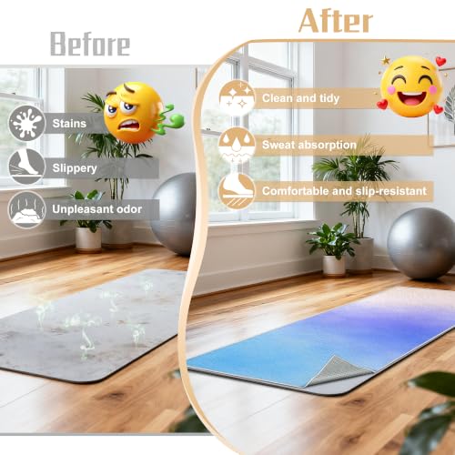 Yoga Mat Towel Non Slip Ultra-Absorbent Hot Yoga Towel, Super Stylish Printed Sweat Hot Yoga Towel, Ideal for Home, Workouts, Pilates, Yoga, 72 x 27in, Blue & Purple - color: Blue & Purple