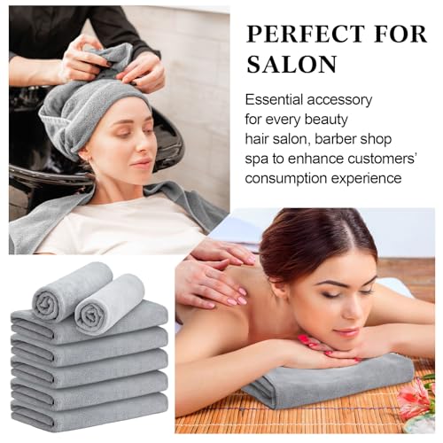 SmoothNovelty 36 Pcs Microfiber Gym Towel 16 x 28 in Bleach Proof Towels Absorbent Soft Sweat Towels Quick Dry Lightweight Towel for Hand Salon Bath Spa Hotel Pool Home Hair Care(Light Grey) - color: Grey