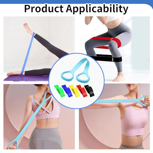 Resistance Bands for Working Out, 5 Pack Resistance Bands & 1 Pcs Elastic Pilates Flexband for Physical Therapy, Stretch Exercise Loop Bands for Yoga, Booty & Legs Strength Training