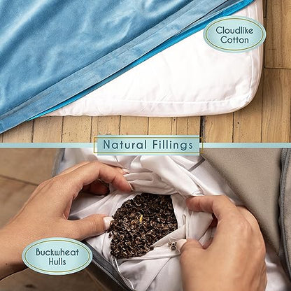 Florensi Meditation Cushion & Zabuton Meditation Mat Bundle- Premium Velvet Meditation Pillow for Women and Men,Washable Cover, Buckwheat Round Floor Pillow & 100% Cotton Square Floor Cushion