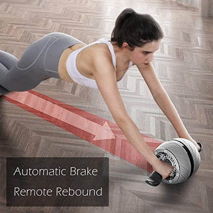 AB Wheel Roller with Resistance Spring, Automatic Rebound Core Trainer - color: 블루.