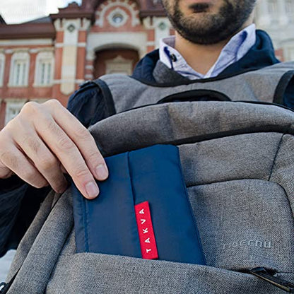 TAKVA The Pocket Sejadah™ | Portable Foldable Travel Prayer Mat, Waterproof, Ramadan/Eid Gift, Perfect Muslim Gift, Pocket Size (Design in Japan, Made in Turkey) - color: Blue