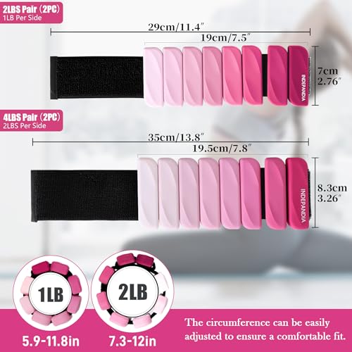 Ankle Wrist Weights for Women 2lbs/4lbs Pairs Adjustable Silicone Weights - color: Gradient Pink, size: 2 lbs Pair (1 lb Each)