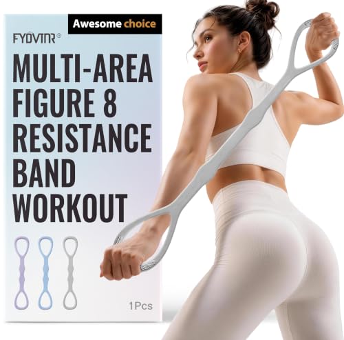 Upgraded Figure 8 Resistance Bands, Resistance Bands for Arms & Full Body Workout, Stretch Resistance Band with Handles for Yoga, Pilates, Toning, Home Fitness & Physical Therapy - color: 35LB Grey