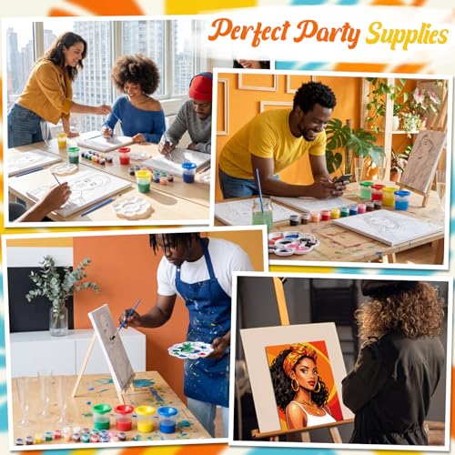 Sherr 285 Pcs 30 Sets Sip and Paint Kit for Adults,Portraits | Pre Drawn Canvas to Paint for Adults, Acrylic Paints, Brushes, Easels, Date Night, Birthday Party Gifts - style: Portraits