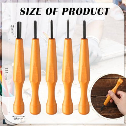 WILLBOND 5 Pcs Linoleum Carving Tool Set Wood Handle Linocut,Classic | V Shaped Chisel for Printmaking, Triangular Grip, Rubber Stamp Making, Block Cutting Kit, Woodcarving Projects - style: Classic