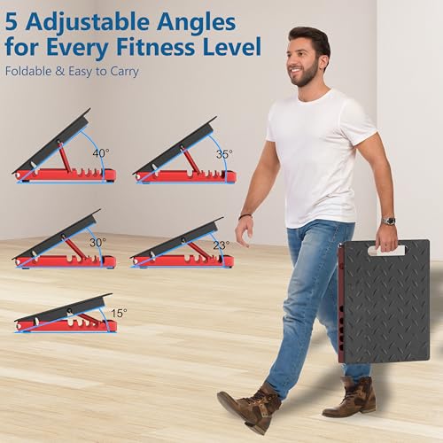 Adjustable Steel Slant Board for Calf Stretching, 5 Angles, 650 lb