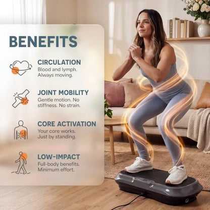 Lifepro Waver Vibration Plate Exercise Machine with 99 Speeds & 10 Presets | Resistance Bands, Non-Slip Surface, 330 lbs Capacity — Vibration Plate for Lymphatic Drainage, Body Toning, Full-Body Workout - color: Gray