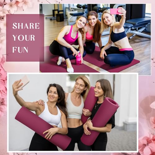 Timgle 12 Pack Yoga Mat Bulk, 4mm Thick Extra Long Sports Mat Anti Slip Tear Resistant Yoga Exercise Set for Fitness Stretching Home Workout Gym and Studio - color: Berry Purple