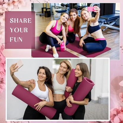 Timgle 12 Pack Yoga Mat Bulk, 4mm Thick Extra Long Sports Mat Anti Slip Tear Resistant Yoga Exercise Set for Fitness Stretching Home Workout Gym and Studio - color: Berry Purple