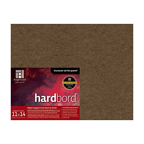 Ampersand Art Supply Hardboard Wood Painting Panel: Museum Series Hardbord, 11" x 14", 2 Inch Cradled Profile - color: 2 Inch Cradled Profile, size: 11" x 14"