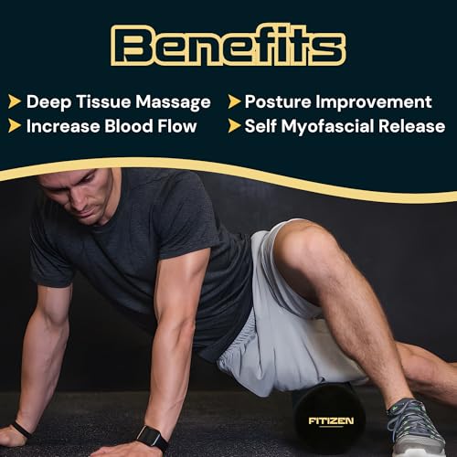 Fitizen Foam Roller – Muscle Massage Rehab Stiff Back Pain Physical Therapy Deep Tissue Firm Exercise Equipment Home Gym Stress Yoga Pilates for The Fit Citizen by FitNation - style: Medium - 18 x 6 inches