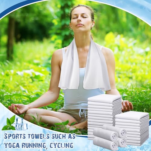 BBTO 100 Pack Cooling Towel Bulk - color: White, size: 32 x 12 Inch