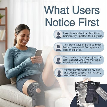 Knee Brace for Men & Women with Patented 4-Way Adjustable Support