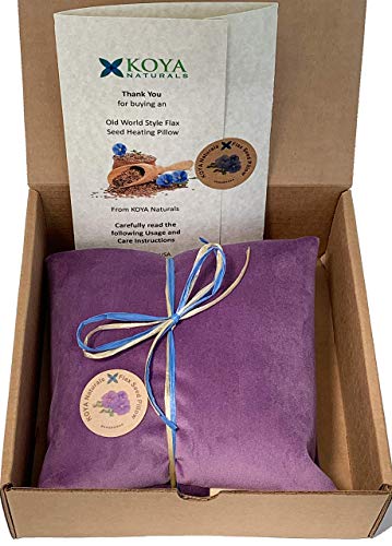 KOYA Naturals Soft Velvet Flax Seed Microwave Pillow | Moist Heat Pack, For Neck, Muscle, Joint, Stomach Pain, Menstrual Cramps Relief - color: Purple