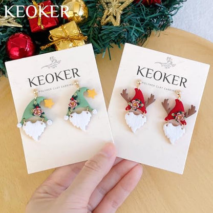 Keoker Christmas Clay Cutters, Christmas Clay Cutters for Polymer Clay Jewelry, 24 Shapes Polymer Clay Cutters Christmas, Polymer Clay Christmas Cutters, Santa Polymer Clay Cutter - color: White all