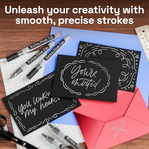 ARTISTRO Silver Paint Pens - Extra-Fine Tips - Set of 5 | Acrylic Paint Markers, Water-Based, For Rock, Glass, Ceramic, Wood, Tire, Fabric, Metal, Canvas, Marking, Painting - color: Silver, style: Extra Fine Tip