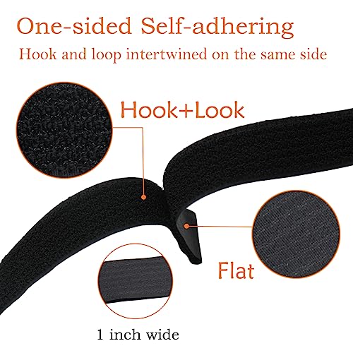 YiwerDer 1"x20FT Hook and Loop Straps, with 30 Plastic Buckles, Adjustable Fastening Cable Straps, Cut-to-Length Cinch Strap, Reusable Nylon Securing Cord Ties for Organizer or Storage - Black - style: 20FTx 1Inch