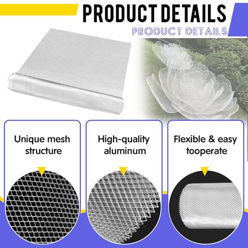 15.7 in x 16.4 Ft Silver Aluminum Wire Mesh Roll for Arts and Craft | Aluminum Sculpting Wire Mesh for Sculpting Clay/Sculpture Projects/Plaster DIY