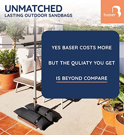Baser Original Sandbags Fillable Weight Bags for Patio Umbrella Bases, Weather Resistant Recycled Polyester for Outdoor Furniture Windproof Stability - size: 2 x 33 lbs