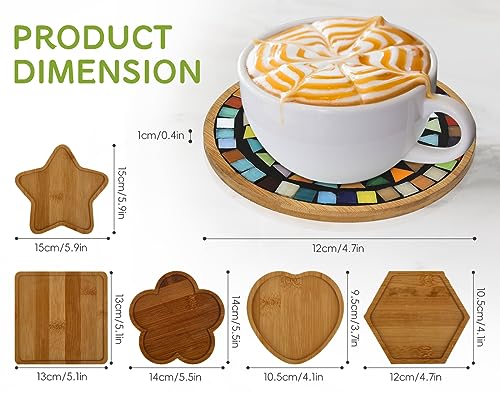 6pcs Wooden Mosaic Base, Various Shapes Substrates for Mosaic Crafts DIY Mosaic Tiles Coaster Base…
