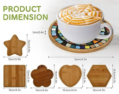 6pcs Wooden Mosaic Base, Various Shapes Substrates for Mosaic Crafts DIY Mosaic Tiles Coaster Base…
