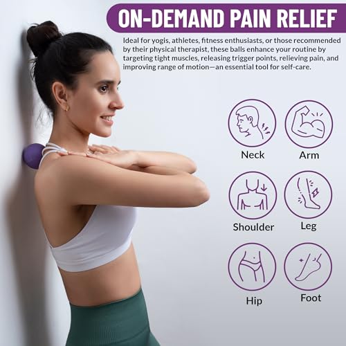 Silicone Massage Lacrosse Balls for Trigger Point Therapy, Muscle Knots, and Physical Therapy. Set of 2 Balls with Carrying Bag. Latex-Free. Ideal for Deep Tissue Massage and Myofascial Release - color: Purple Haze