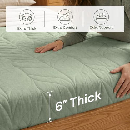 ZonLi Japanese Floor Mattress Futon Mattress King Size 6 Inch Thick - color: Green, size: King (80"L x 76"W x 6"Th)