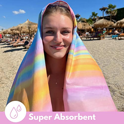 ECCOSOPHY Microfiber Beach Towel - Quick Dry, Sand Free and Oversized 71x35 | Super absorbent, lightweight, swimming, gym, extra large, pool, cruise, camping, yoga, travel, compact, carry bag, vacation - color: Maldives