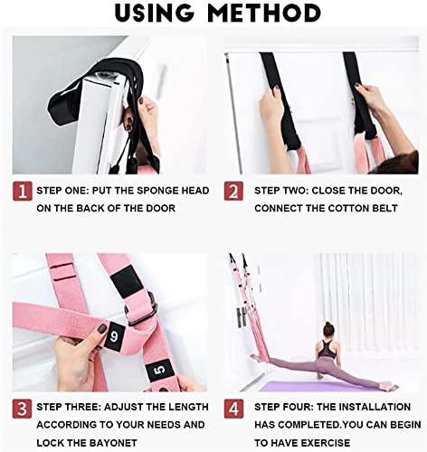 Fitness Yoga Stretching Strap, Adjustable Leg Stretcher Back Bend Assist Trainer, Improve Leg Waist Back Flexibility Home Gym Equipment for Rehab Pilates Ballet Cheerleading Splits Gymnastics - color: black