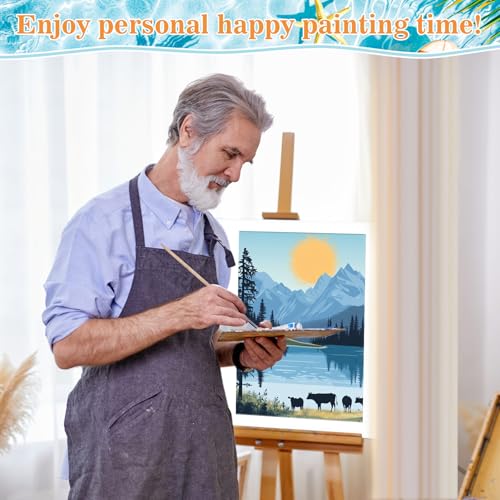 Humyoun 12 Pack 9 x 12 Inch Paint by Numbers Kit for Adults Beginners DIY Acrylic Oil Painting Paint by Number Kits Drawing Paintwork on Canvas Without Frame for Home Decor(Mountain Style) - style: Mountain Style