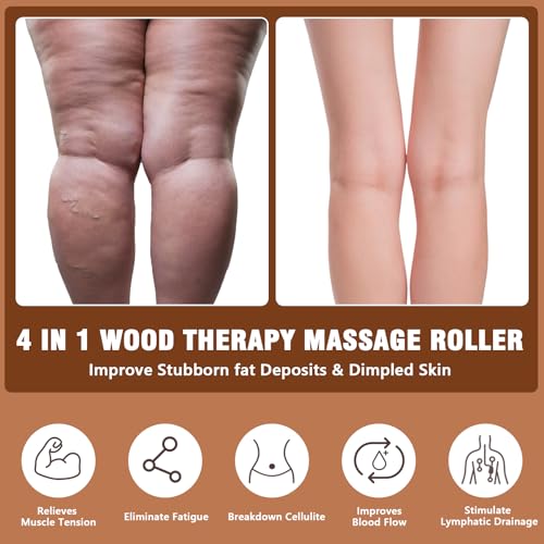 KintKita Wood Therapy Massage Tools, 4 in 1 Lymphatic Drainage Massager Body Sculpting Tools, Professional Maderoterapia Kit Cellulite Massager for Body Contouring,Relief Muscle