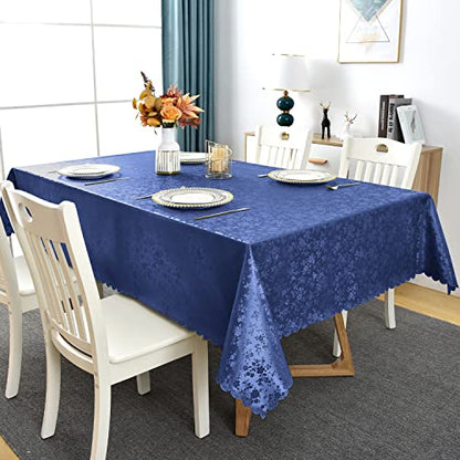 Romanstile Waterproof Vinyl Tablecloth Rectangle, 54 x 78 Inch, Rose Navy Blue - color: Rose Navy Blue, size: 54" x 78" (Rectangular)