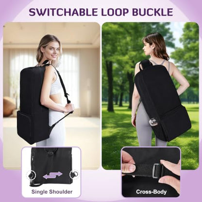 INFANZIA Yoga Mat Carrier Bag,30L Waterproof Tote with Shoulder Strap - color: Black