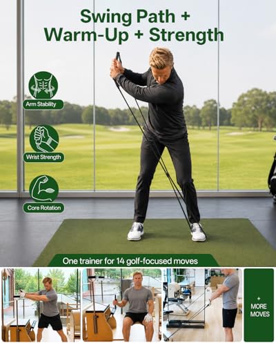 BoomBa Golf Swing Resistance Band Trainer, Golf Warm-Up and Strength Training Aid with Grip Handle, Swing Path Muscle Memory Practice Tool for Core, Wrist and Arm Exercises, Right Hand Only