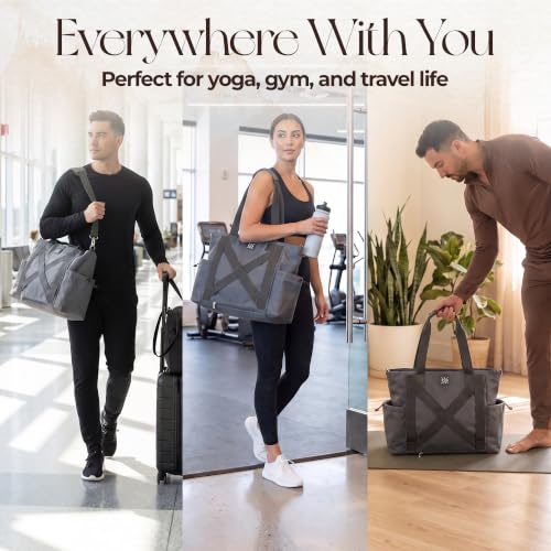 Yoga Mat Bag - Convertible Crossbody Yoga Bag, Travel Tote Back Pack | 4-in-1 Design, Fits XL Mats, 6 Smart Pockets, Heavy-Duty Strength, Water-Resistant - color: Grey