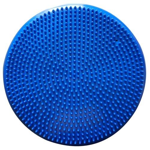 AppleRound Inflated Wobble Cushion with Hand Pump, Air Stability Board (Extra Thick), Core Balance Disc for Adults, Sensory Wiggle Seat for Kids, Flexible Seating for All Age, 13.5in / 34cm Diameter - color: Blue