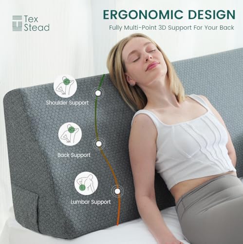 Headboard Wedge Pillow High-Resilience Daybed Pillow Foam Cushion | Twin Ergonomic Incline for Back, Neck & Shoulder Support, with Washable Anti-Pilling Cover, Gray 39"x11.8"x19.68" - color: Gray(high), size: Twin
