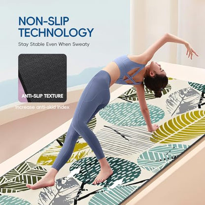 TPE Yoga Mat, 27x72 Inch, 5mm Thick, Non-Slip Surface for Tall People, Pilates, Meditation, Home Workout, Sweat-Resistant - color: Light Green