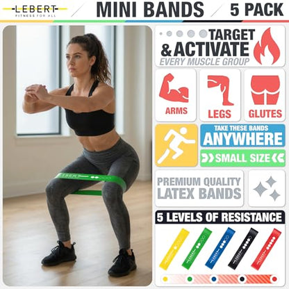 Lebert Mini Resistance Bands – 5 or 10 Pack Loop Bands - color: a) Multicolor 5 Pack