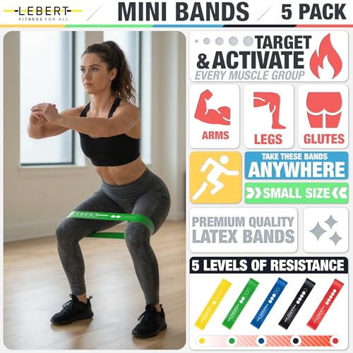 Lebert Mini Resistance Bands – 5 or 10 Pack Loop Bands - color: a) Multicolor 5 Pack