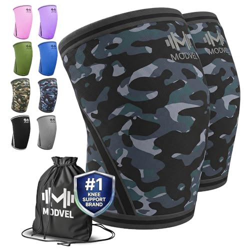 Modvel Strength 7mm Knee Sleeves (Pair) for Weightlifting & Powerlifting (USPA, IPL Approved) | High-Performance Knee Compression Support For Squats, Weight Lifting - Men and Women - color: Q ARMY/DARK, size: Small
