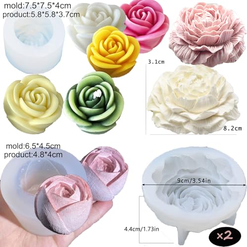 13 PCS Flower Silicone Candle Mold Flower Molds Candle Making Molds with Large-Eye Wicking Needle,Candlewick for Soy Wax, Beeswax, Candle Making Resin Cake Mold Clay Making Molds - color: 13 PCS Flower Set