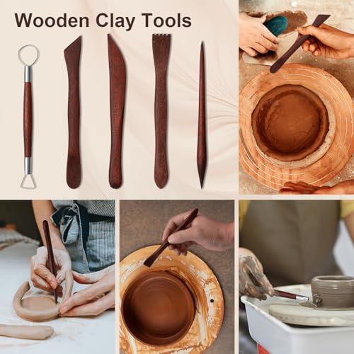 Amrules 31 Pcs Polymer Clay Sculpting Tools Kit for Adults, Red | Multi-Functional for Carving, Dotting & Molding, Ideal for Art Class & Pottery Studio, Comes with Zipper Storage Bag - color: Red-31Pcs