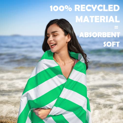 Your Choice Microfiber Beach Towel Sand-Free Quick Dry (67"x35"/60"x30") - color: L-live Green Stripes, size: Large(60x30")
