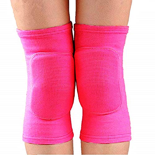 JUMISEE Kids Knee Pad, Anti-Slip Padded Sponge Knee Brace Breathable Flexible Elastic Knee Support for Football Volleyball Dance Skating Basketball Sports - color: Hot Pink, size: X-Small(4-7 Years old)