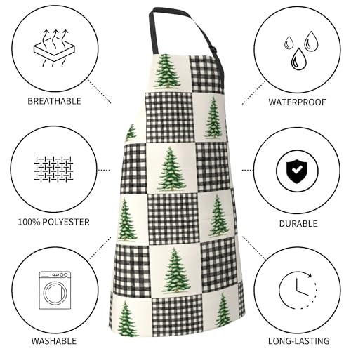 Art Apron with Pocket for Women Men | Kitchen Aprons Chef Apron for Cooking Baking BBQ Painting Gardening - color: Buffalo Checks