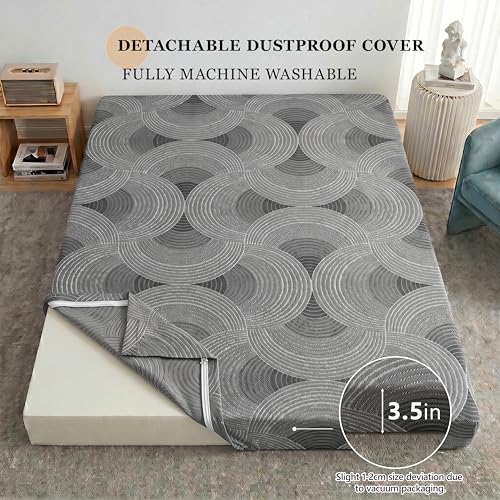 Japanese Floor Mattress,3.5" Thicken Futon Mattress Tatami Mat Twin | with Non-Slip Bottom,Removable Washable Cover,Foldable Mattress Tatami Mat Sleeping Pad,Grey Geometric,(80‘’x36‘’) - color: Ma1-grey Geometric, size: Twin (80" X 36")