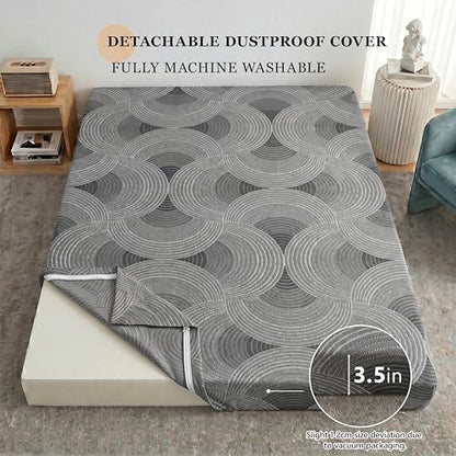Japanese Floor Mattress,3.5" Thicken Futon Mattress Tatami Mat Full | with Non-Slip Bottom,Removable Washable Cover,Foldable Mattress Tatami Mat Sleeping Pad,Grey Geometric,(80’‘x48'') - color: Ma1-grey Geometric, size: Full (80" X 48")